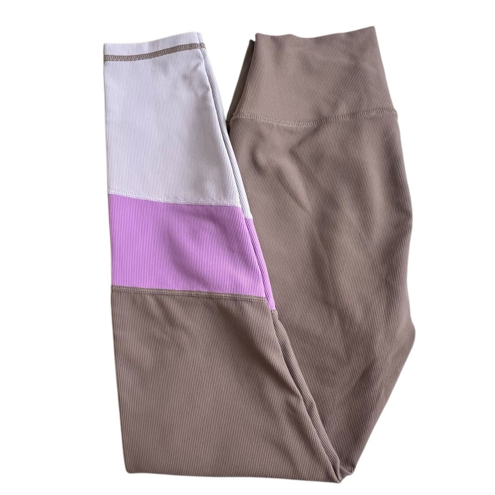 WILO Womens Medium Multicolor Colorblock Mid Rise 7/8‎ Leggings Activewear